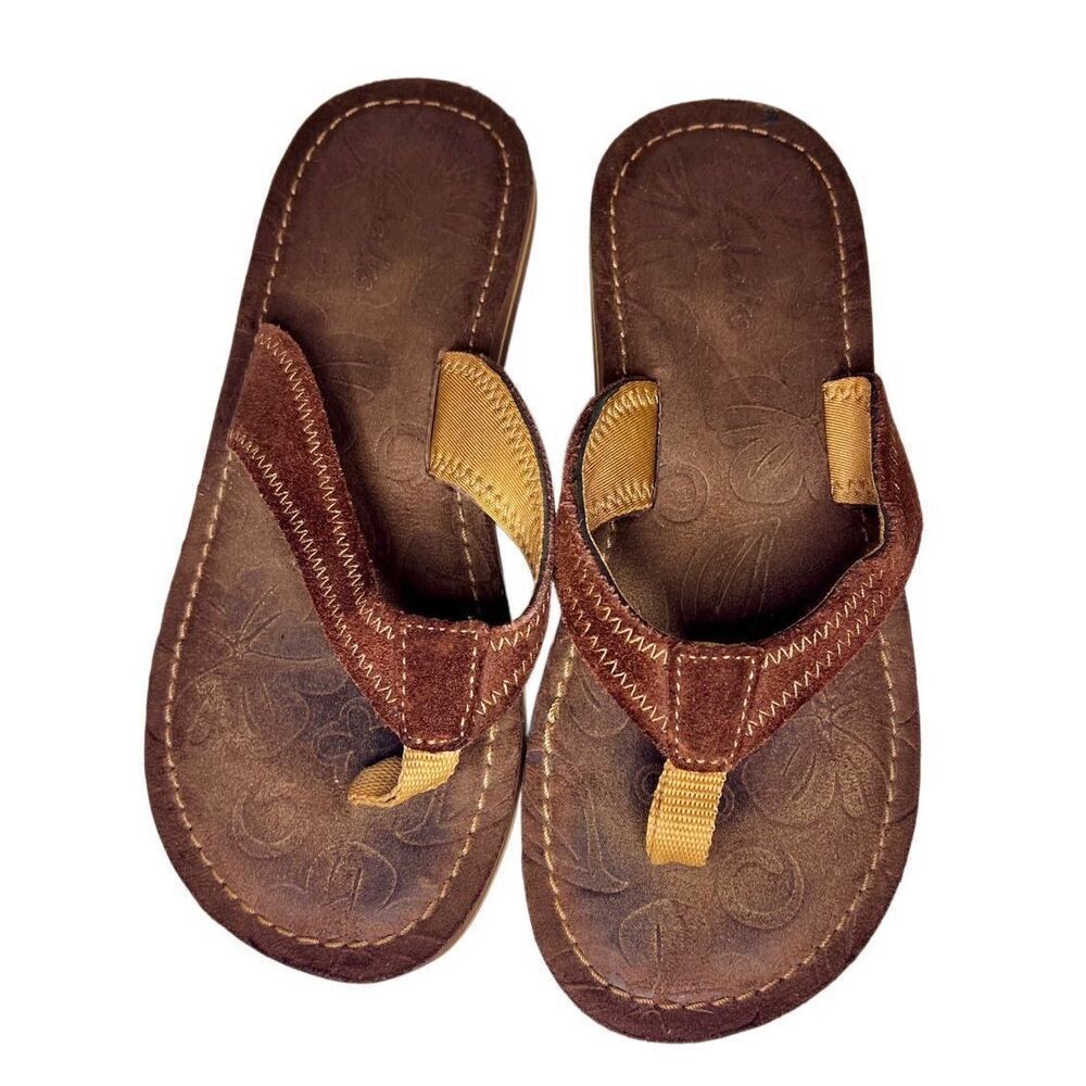 Clarks Brown Leather Flip Flop Sandals Women's Size 7